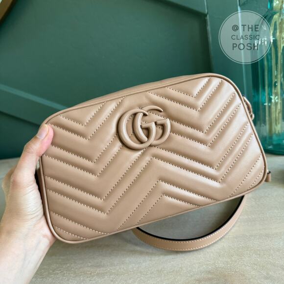 New Gucci Marmont Small Camera Bag Beige Monotone Crossbody Bag - Picture 2 of 10